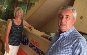 Audrey Headon, of Headon Representation, with Mr Pedro Garcia, Managing Director of Viajes Euroamerica, during a recent visit to their office in Torremolinos.