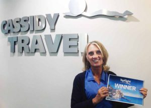 Suzanne Reynolds from Cassidy Travel, Dundrum, winner of Topflight's holiday for two to Sorrento!