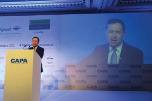 Alan Joyce CEO of Qantas speaking at the CAPA Airlines in Transition conference at Powerscourt, Co Wicklow, Ireland, March 25 2015