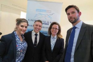 Team Finnair: Ana Gibson, Anssi Partanen, Heidi Ahonen and Frederik Charpentier, Sales Director Europe West & North America at the Finnair event in The Royal Hibernian Academy, Dublin, March 24 2015