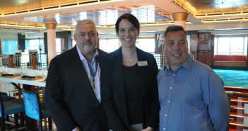 Norwegian Cruise Line staff: Francis Riley - senior vice-president, Jacqueline van de Stadt - marketing and PR manager northern Europe and MEA, Nick Wilkinson - general manager for northern Europe and MEA.