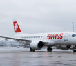 Swiss Airlines presents their new Bombardier aircraft to the press Swiss Bombardier plane