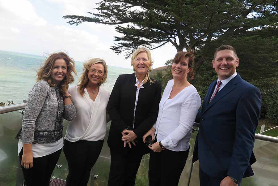 MIchaela Banks, Holly Wilkinson, Jannifer Callister, Lousie Carson and Ben Bouldin of Royal Caribbean at the Royal Caribbean event in the Cliff House Hotel, Ardmore, October 6 2016