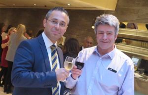 Hasan Mutlu of Turkish Ailrines and Eoghan Corry, editor of Travel Extra, at the Turkish Airlines/Seychelles event in the Radisson Blu Dublin, October 3 2016