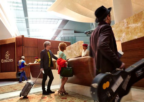 Business Class check-in at Dubai International Airport