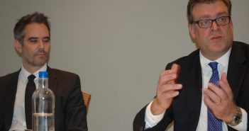 Andreas Koster, senior director, Ireland, Britain and Iceland for Lufthansa, and Boris Ogursky, spokesperson, media relations Europe, Lufthansa Group, at the airline's briefing in Dublin, December 8, 2017