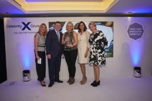 Claire Stirrup, Director of Sales, Celebrity Cruises; Gavin Smith, Senior Vice President, Celebrity Cruises; Claire Bottone, Travel Counsellors; Dondra Ritzenthaler, Senior Vice President of Sales, Celebrity Cruises; and Jo Rzymowska, Managing Director of UK & Ireland & Asia, Celebrity Cruises.