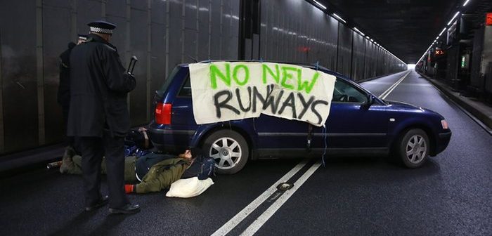 Photo by Rising Up campaigners of protest at Heathrow Airport