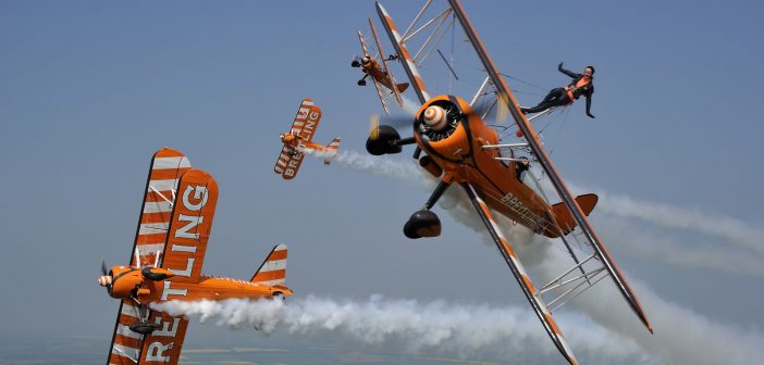 The Breitling Wingwalkers who performed at Bray Air Display 2016.