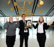Andreea Mantea, Daniel Jordan and Denise O'Hanlon. daa staff celebrating €2m raised for 18 Irish charities over 10 years.