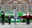 Jennifer Zamparelli (Maguire) officially unveils Dublin Bus Sightseeing Tours' new brand identity DoDublin. Jennifer was joined by a host of famous Dublin characters of the miniature kind, Charles Last (Aged 8, Wexford) as James Joyce, Andre Clopin (Aged 4, Wexford) as Arthur Guinness and John Pitt (Aged 9, Wexford) as Dracula.