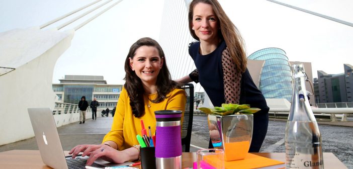 Sisters, and Glandore directors, Clare and Rebecca Kelly, who are offering hot-desking for free for Dublin Tech Summit attendees at Glandore's Fitzwilliam Hall in Fitzwilliam Place, Dublin 2, during the event. Photo: Marc O'Sullivan
