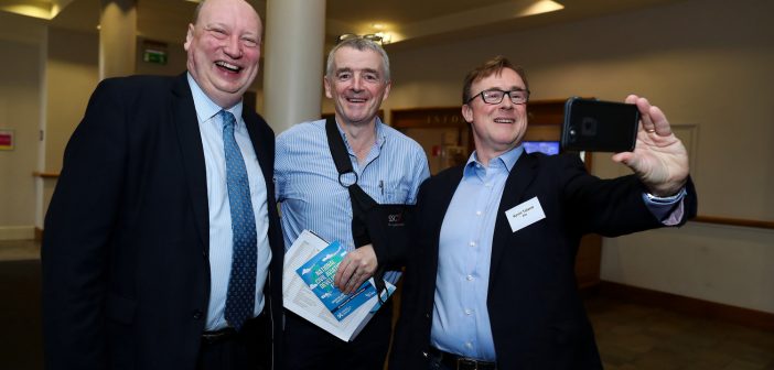 Henrik Hololei, Director General, Mobility and Transport, DG MOVE, European Commission, Michael O’Leary, CEO of Ryanair and Kevin Toland, Chief Executive, DAA. Photo: Maxwells