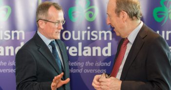 Niall Gibbons, CEO of Tourism Ireland, and Minister for Transport, Tourism and Sport, Shane Ross, at the launch of Tourism Ireland’s Global Greening initiative 2017. Pic: Naoise Culhane
