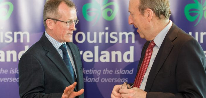 Niall Gibbons, CEO of Tourism Ireland, and Minister for Transport, Tourism and Sport, Shane Ross, at the launch of Tourism Ireland’s Global Greening initiative 2017. Pic: Naoise Culhane