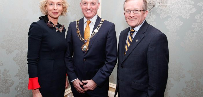 Anne O'Leary, Chief Executive of Vodafone Ireland, with Brendan Foster, 2017 President of Dublin Chamber of Commerce, and Niall Gibbons, Chief Executive of Tourism Ireland and Deputy Vice President of Dublin Chamber of Commerce (picture by Conor McCabe Photography)