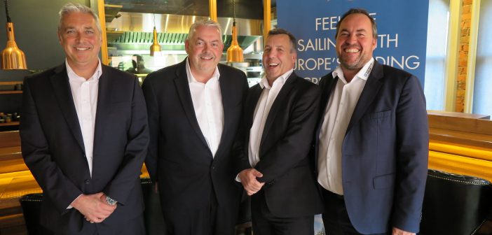 Jeremy McKenna, Head of Sales for Ireland and Britain; Francis Riley, Senior Vice President of Sales & Operations; Dick Wilkinson, General Manager Northern Europe & MEA; and Christian Böll, Managing Director, Europe, Middle East and Africa, at the Norwegian Cruise Line media briefing in Taste at Rustic Stone in Dublin, April 5, 2017