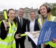 Trinity business student Alannah Higgins, from Boston, Provost Patrick Prendergast, Ryanair CFO Neil Sorahan and student Annie O’Gorman from Limerick. Photo: Mark Stedman