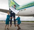 Aer Lingus Cabin Service Manager Audrey Guiney, UNICEF Ireland Ambassador Donncha O’Callaghan and Senior Cabin Crew Sandra Sheehan. ©UNICEF/www.eliteimage.tv
