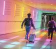 Vibrant Irish Light installation featuring the poem Swanlight by the late Irish poet and philosopher John O'Donoghue