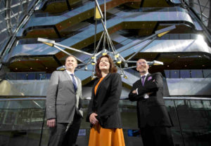 Sam Johnston, Manager of Failte Ireland Dublin Convention Bureau; Ciara Gallagher, Failte Ireland’s Head of Business Tourism; and Stephen Meehan , CEO Convention Centre Dublin. Photo Chris Bellew /Fennells