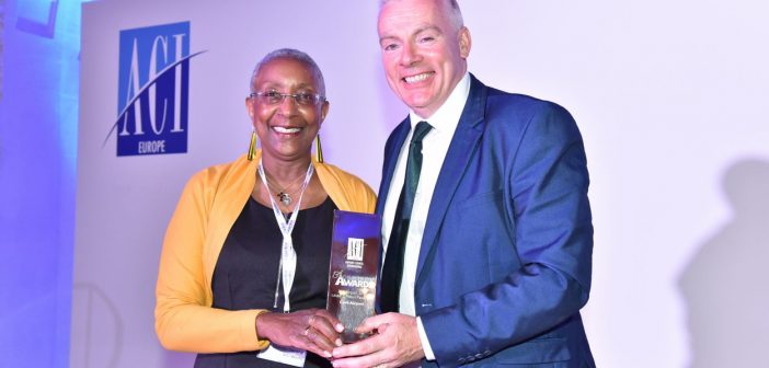 Angela Gittens, Director General, ACI, and Niall McCarthy, Managing Director, Cork Airport, at the ACI Europe awards