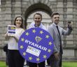 Pictured at Trinity College Dublin, launching a new Ryanair booking platform for Erasmus Student Network members were Robin Kiely, Ryanair Head of Communications, and Erasmus Students, Shannon McBride and Jack Morris,