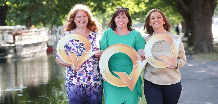 Collette Brennan, Marketing Manager of eTravel, and Soraid McEntee, Operations Manager of EIQA at the announcement that eTravel and Virgin Atlantic will be headline sponsors of The National Q Mark Awards 2018 on Friday the 28th of September at The Clayton Hotel, Burlington