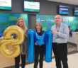 Eimear Ryan, Ryanair Sales and Marketing executive for Britain and Ireland; eight millionth passenger Irene Davey from, Ballaghaderreen, Co Roscommon, and Donal Healy, Knock Airport Head of Marketing and Route Development.