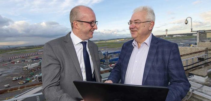 Paul McCann, General Manager, Irish Aviation Authority and Dublin Airport Managing Director Vincent Harrison launch A-CDM at Dublin Airport.