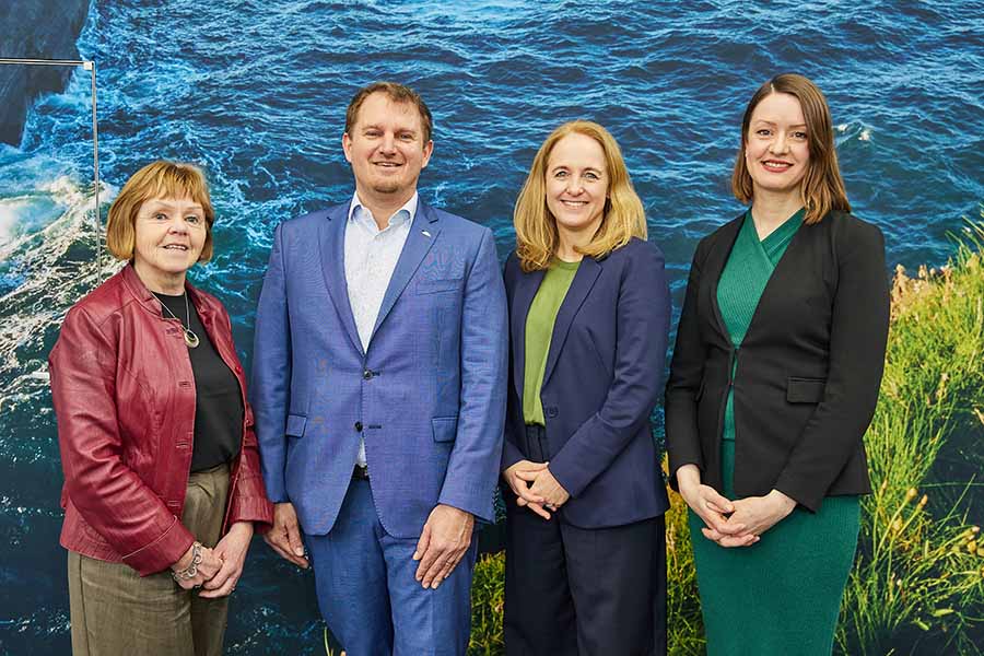 Georgina Caraher, Experience Gaelic Games; Fabian Balz, Studiosus (German tour operator); Nadine Lehmann and Alice Mansergh, both Tourism Ireland, on day one of ITB Berlin.