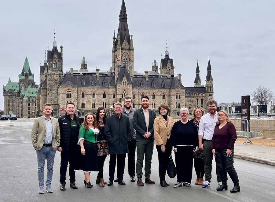 Luke O'Mahony, Brendan Vacations; Dermot Friel, Friels Historic Bar & Restaurant; Angela Newman, Hysterical Histories Cork; Sandra Moffatt, Tourism Ireland; Ken Nickerson and Austin Fraser, both Brendan Vacations; John Fallon, Royal Irish Tours; Alison Metcalfe, Tourism Ireland; Ghilian Campbell, Visit Armagh; Lauren Lamonday, Tourism Ireland; Phil Ervine, Taste and Tour NI; and Fiona O’Mahony, Irish Family History Centre, at Tourism Ireland’s ‘Senses of Ireland’ event in Ottawa, Canada.