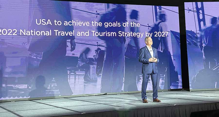 Chris Thompson CEO of Brand USA speaking at IPW 2024