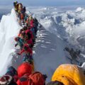 Queue of climbers on Mount Everest in the aftermath of cornice collapse May 21 2024