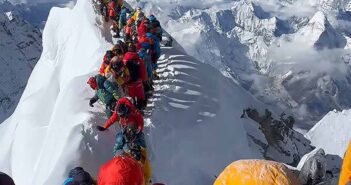 Queue of climbers on Mount Everest in the aftermath of cornice collapse May 21 2024