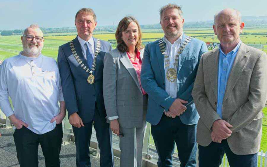 Gary O’Hanlon, Executive Chef at the K-Club; Mayor Of Kildare Daragh Fitzpatrick; Áine Mangan, CEO of INTO Kildare; Paul Lenehan, President of the Restaurants Association of Ireland and David Mongey, Chairperson of INTO Kildare
