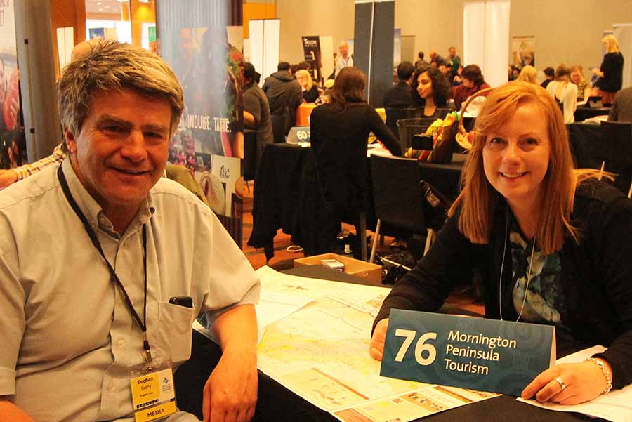 Eoghan Corry and Kellie Barrett of Mornington Peninsula Tourism during ATE in Melbourne 2015