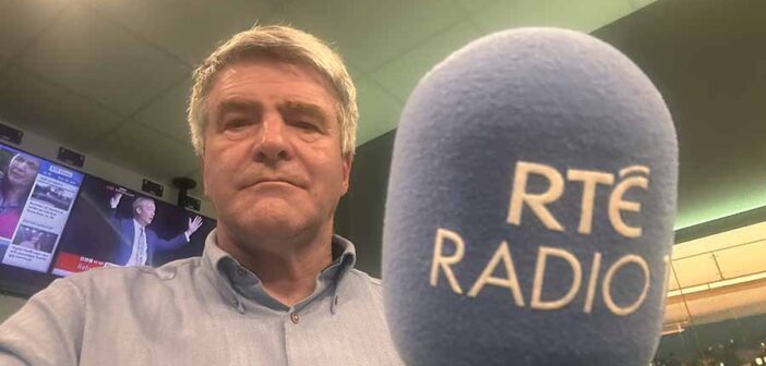 Eoghan Corry with RTE microphone
