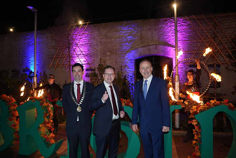 ,Tanaiste Micheal Martin with minister James Lawless and mayor of Kildare Joe Neville