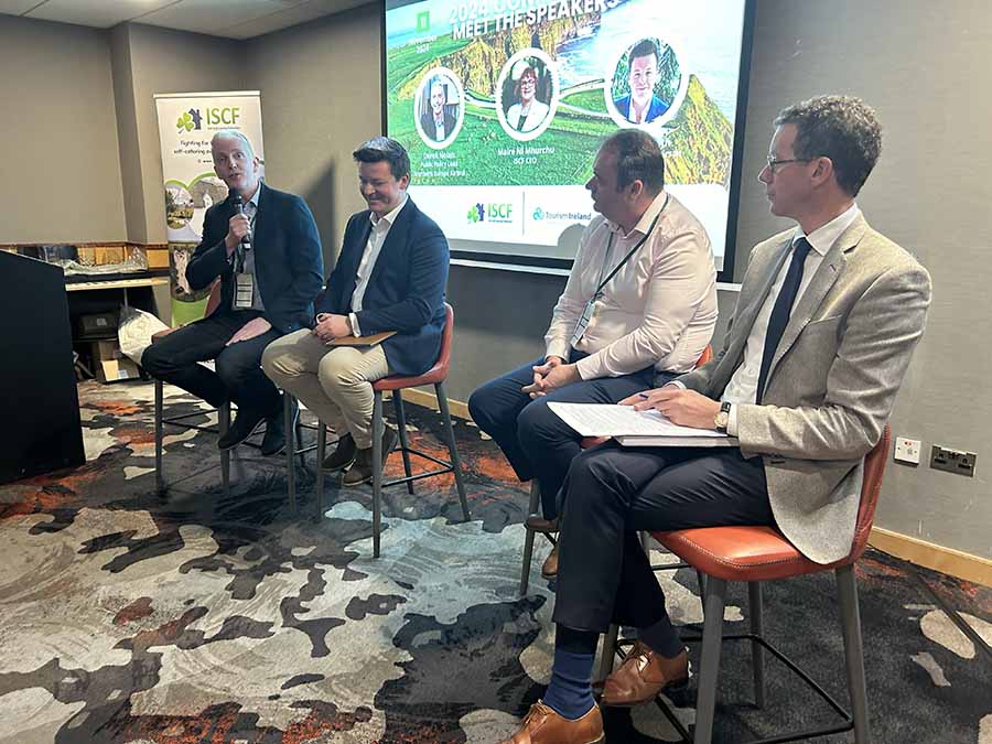 Derek Nolan of Air BNB, Charlie Reith of Expedia, Derek Keogh of the ISCF and David Murray of the Department of Housing at the ISCF conference