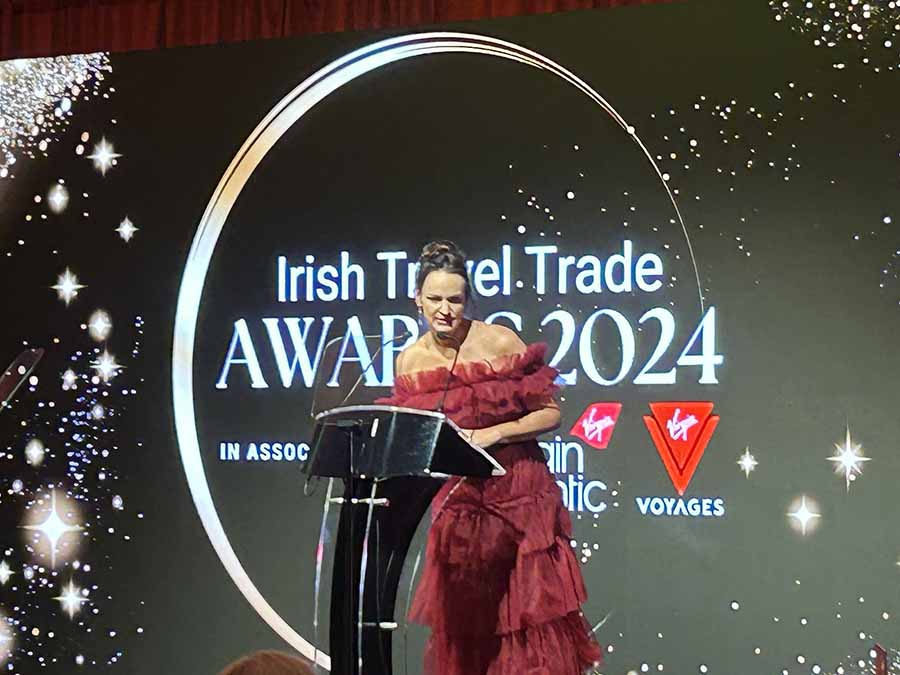 Sharon Jordan speaking at the awards