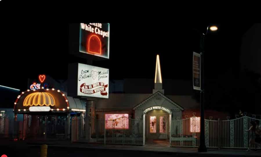 Anora wedding scene at the Little White wedding chapel in Las Vegas.