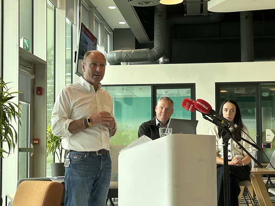 Kenny Jacobs, Gary McLean and Laura Toner at the Dublin airport briefing