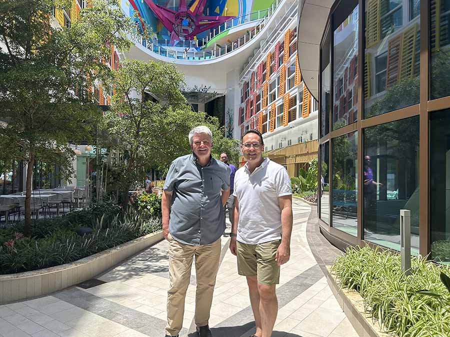 Eoghan Corry and Gerarld Nolan, Castleknock born VP of Royal Caribbean, on board Star fo the Seas