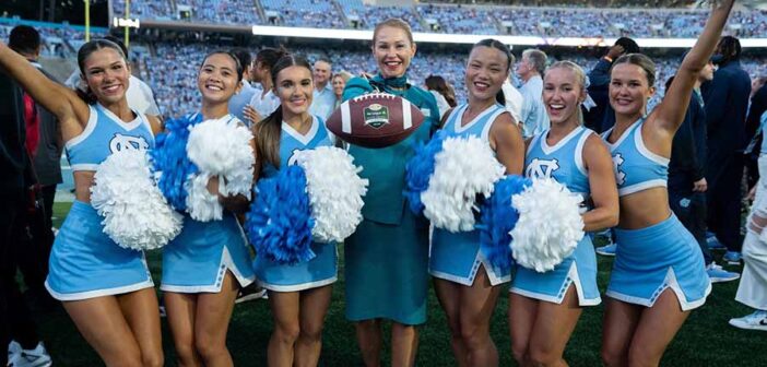 Aer Lingus Cabin Crew member Elizabeth Farrell is pictured with members of the University of North Carolina (UNC) cheer team. Aer Lingus today announces that the airline will commence a new year-round direct service between Raleigh-Durham International Airport, North Carolina and Dublin, Ireland, commencing from April 13th, 2026. The new route launches ahead of the 2026 Aer Lingus College Football Classic, which will see UNC face TCU at the Aviva Stadium in Dublin, with the team travelling from Raleigh-Durham International Airport to Dublin for the much-anticipated week-zero game.