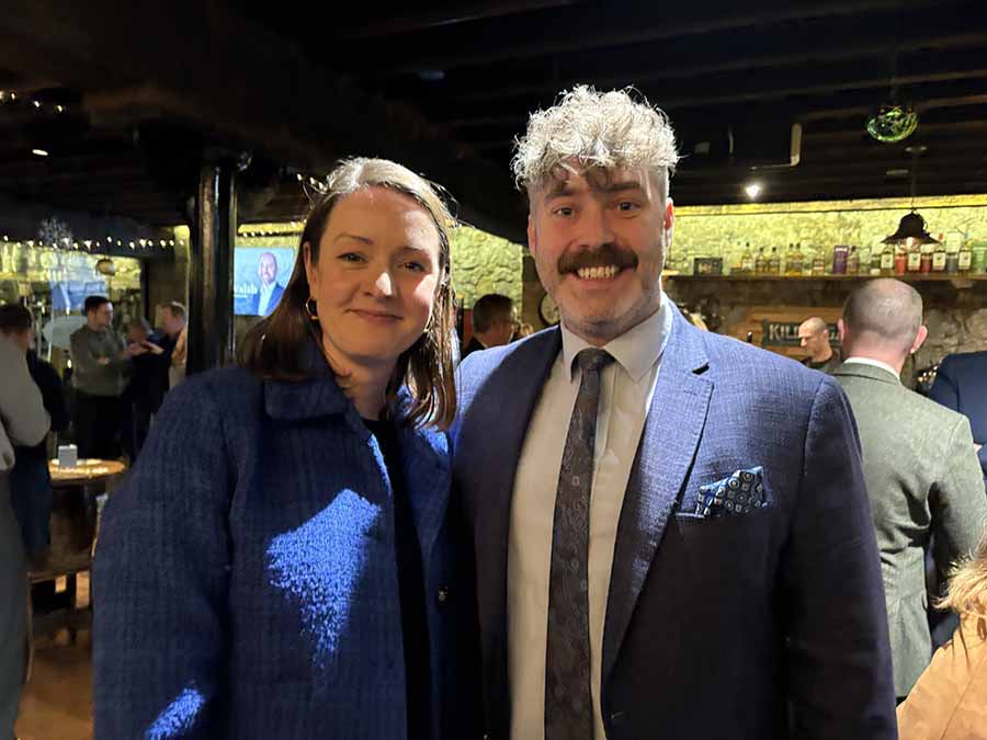 Alice Mansergh CEO of Tourism Ireland  and Eoin O Cathain of the Irish Whiskey Association at the launch of the Irish Whiskey Way in Kilbeggan
