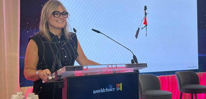 Sarah Slattery speaking at Worldchoice conference 2025