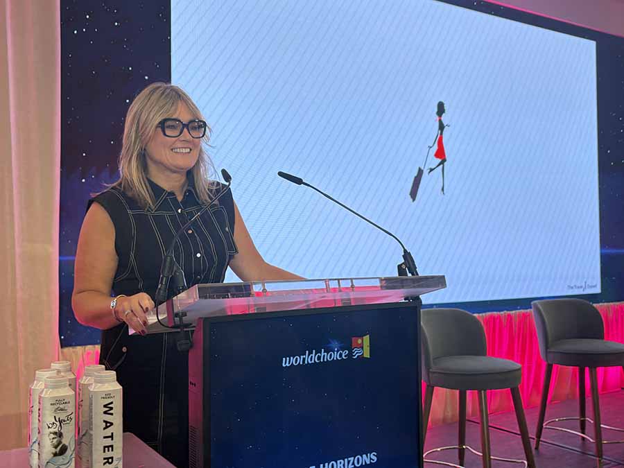 Sarah Slattery speaking at Worldchoice conference 2025