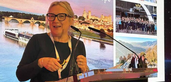 Andrea Stafford of AmaWaterways speaking at Worldchoice conference 2025
