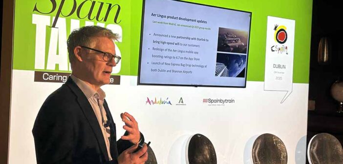 Donal Moriarty of Aer Lingus speaking at Spain Talks 2025